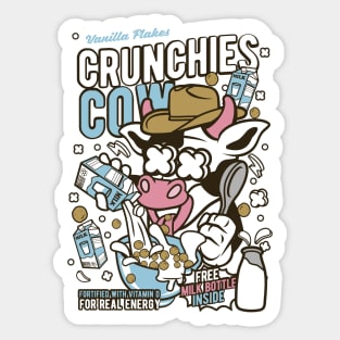 Retro Cartoon Cereal Box // Crunchies Cow // Funny Vintage Breakfast Cereal Sticker